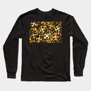 New Orleans Black and Gold Louisiana Fleur de Lis Beads Long Sleeve T-Shirt